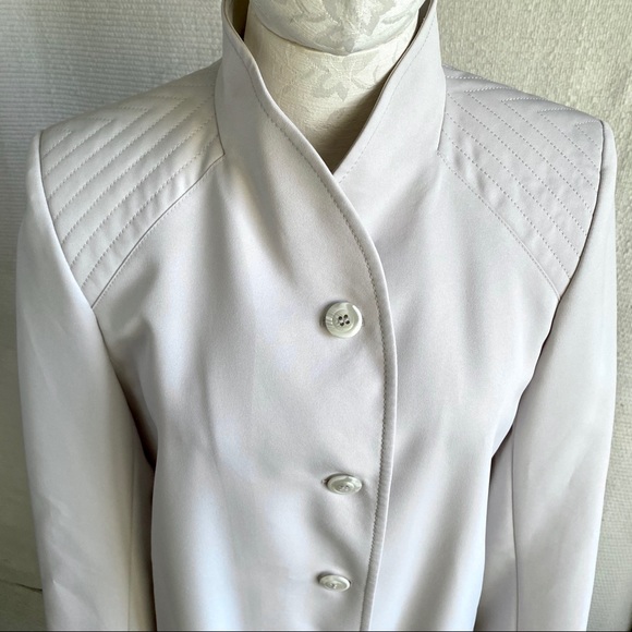 Vintage 90s 8 Waterproof Midi Rain Coat Cream - Picture 7 of 8